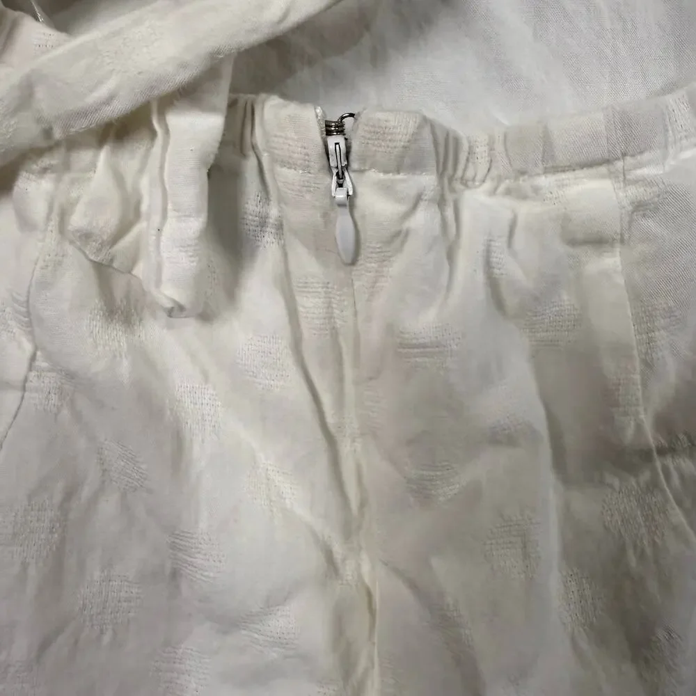 Lulus Days of Dreaming White Cotton Tie Back Mini Dress Bridal Sundress - XS